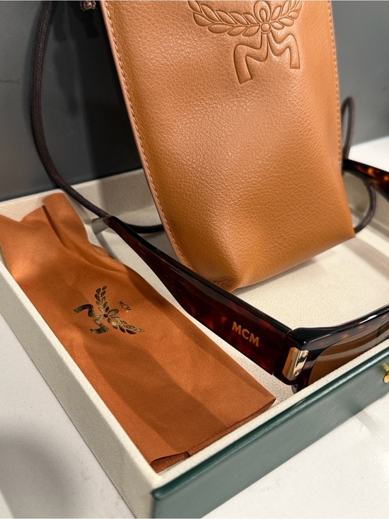 MCM Tortoiseshell Sunglasses with Leather Carrying Case and Cleaning Cloth